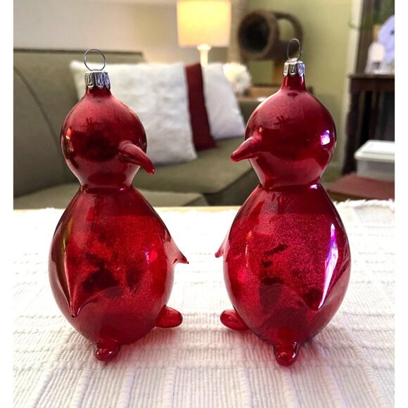 Hand Blown Red Glass Penguin Ornament Pier One - Picture 2 of 4